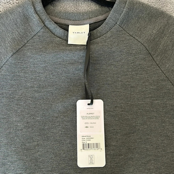 Varley Albret Long Sleeve zipper lounge sweater dress, charcoal, grey size small - Picture 7 of 10
